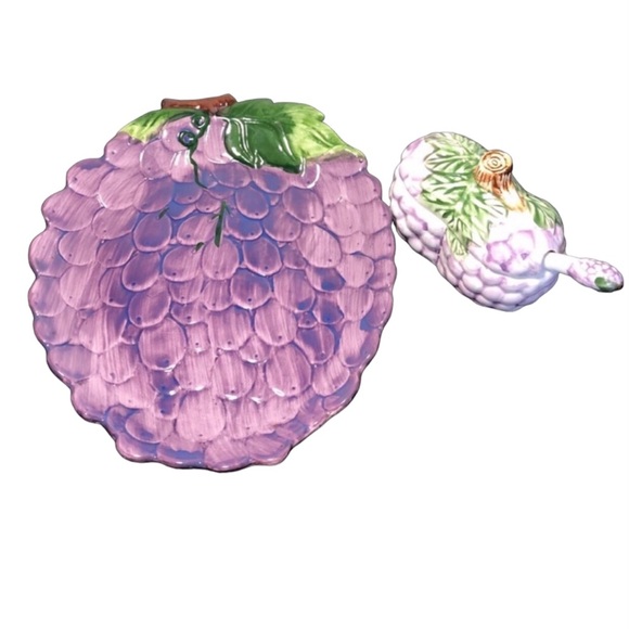 Dining | Fun Grape Themed Serving Set Platter And Condiment Dish ...